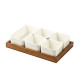 Wood and Porcelain Five-Piece Serving Set